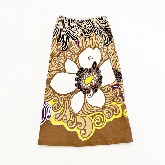 Elie Tahari Printed Flower Patterned Brown Mini Skirt Size M/L - Picture 6 of 6